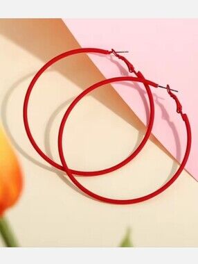 Red Hoop Earrings